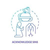 Acknowledge sins blue gradient concept icon. Repentance for salvation. Becoming Christian reason abstract idea thin line illustration. Isolated outline drawing vector