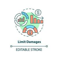 Limit damages concept icon. Analytics. Disaster recovery plan benefit abstract idea thin line illustration. Isolated outline drawing. Editable stroke vector