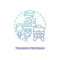 Training program blue gradient concept icon. Improve workers education. Gamification in workplace abstract idea thin line illustration. Isolated outline drawing vector