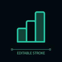 Bar chart pixel perfect glassmorphism ui icon for dark theme. Data research. Color filled line element with transparency. Isolated vector pictogram for night mode. Editable stroked