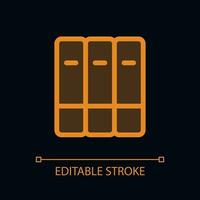 Organize bookshelf pixel perfect glassmorphism ui icon for dark theme. Color filled line element with transparency. Isolated vector pictogram for night mode. Editable stroked