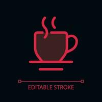 Hot beverage pixel perfect glassmorphism ui icon for dark theme. Coffee break. Color filled line element with transparency. Isolated vector pictogram for night mode. Editable stroked