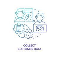 Collect customer data blue gradient concept icon. Leads generation. Digital marketing gamification pros abstract idea thin line illustration. Isolated outline drawing vector