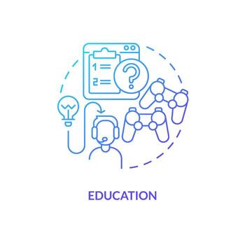 Education blue gradient concept icon. User learning strategy. Game mechanics in gamification abstract idea thin line illustration. Isolated outline drawing vector