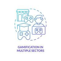 Gamification in multiple sectors blue gradient concept icon. Games integration. Motivational design trend abstract idea thin line illustration. Isolated outline drawing vector