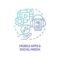 Mobile apps and social media blue gradient concept icon. Internet content. Gamification trend abstract idea thin line illustration. Isolated outline drawing vector