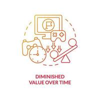 Diminished value over time red gradient concept icon. Gamification challenges in e learning abstract idea thin line illustration. Isolated outline drawing vector