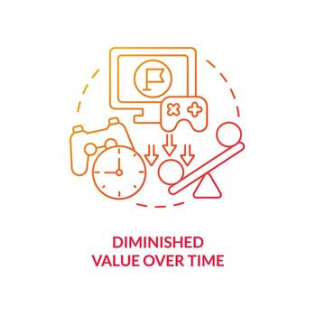 disminuido valor terminado hora rojo degradado concepto icono. gamificación retos en mi aprendizaje resumen idea Delgado línea ilustración. aislado contorno dibujo vector