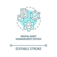 Digital asset management system turquoise concept icon. Enterprise CMS abstract idea thin line illustration. Isolated outline drawing. Editable stroke vector