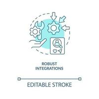 Robust integrations turquoise concept icon. Analyzing content tools. Adjust site abstract idea thin line illustration. Isolated outline drawing. Editable stroke vector
