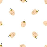 Seamless pattern of exotic fruits in hand drawn style. Seamless pattern of fruits background elements on a white background. Set with fruit doodles. Tropical pattern vector