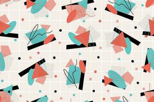 90s seamless pattern colourful memphis style retro background or retro 80s wallpaper vector