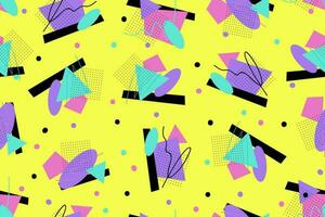 90s seamless pattern colourful memphis style retro background or retro 80s wallpaper vector