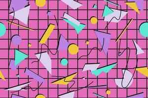 90s seamless pattern colourful memphis style retro background or retro 80s wallpaper vector