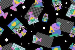 90s seamless pattern colourful memphis style retro background or retro 80s wallpaper vector