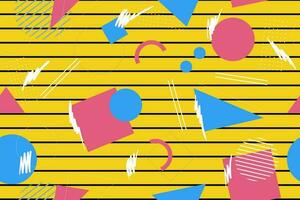 90s seamless pattern colourful memphis style retro background or retro 80s wallpaper vector