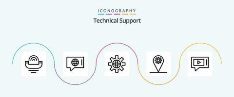 Technical Support Line 5 Icon Pack Including chat. map. service. location. technical vector