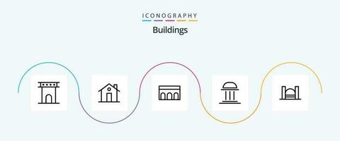 edificios línea 5 5 icono paquete incluso edificio. arquitectura. familia. Monumento. columnas vector