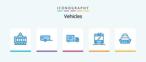 Vehicles Blue 5 Icon Pack Including . bus. liner. Creative Icons Design vector