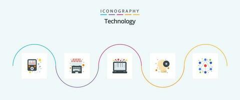 Technology Flat 5 Icon Pack Including . hierarchy. device. connection. thinking vector