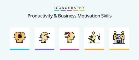 Productivity And Business Motivation Skills Line Filled 5 Icon Pack Including forward. break. fall. arrows. partnership. Creative Icons Design vector