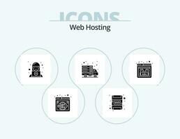 Web Hosting Glyph Icon Pack 5 Icon Design. missing. web server. customer. transfer. internet vector