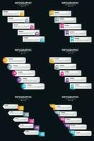 Vector 6 Infographics Pack Presentation slide template 5 Steps cycle diagrams and timelines