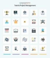 Creative Task And Project Management 25 Flat icon pack  Such As gear. mail. mail. smart. hand vector