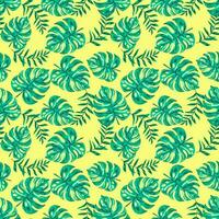 Bright tropical seamless pattern with jungle plants. Exotic background with palm leaves. vector