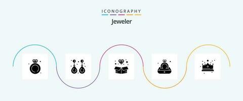 Jewellery Glyph 5 Icon Pack Including gift. jewelry. valuable. diamond. jewel vector