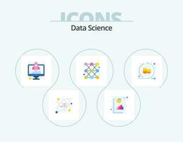 Data Science Flat Icon Pack 5 Icon Design. circle. line. laptop. diagram. bar vector
