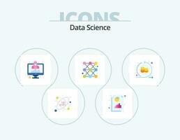 Data Science Flat Icon Pack 5 Icon Design. circle. line. laptop. diagram. bar vector