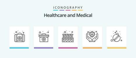 Medical Line 5 Icon Pack Including . tubes. tablets. test. ophthalmology. Creative Icons Design vector