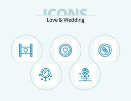 Love And Wedding Blue Icon Pack 5 Icon Design. lover. heart. search. wedding. honeymoon vector