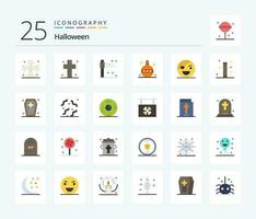 Halloween 25 Flat Color icon pack including halloween. halloween. tombstone. globe. christmas vector