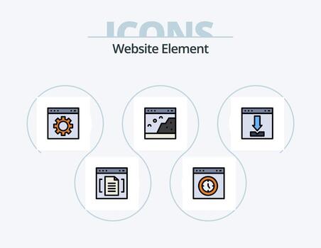 sitio web elemento línea lleno icono paquete 5 5 icono diseño. página. navegador. página. sitio web. herramienta vector