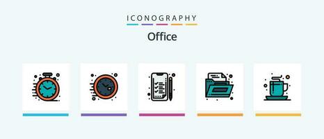 oficina línea lleno 5 5 icono paquete incluso oficina. lugar de trabajo. lámpara. oficina. ligero. creativo íconos diseño vector