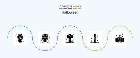 Halloween Glyph 5 Icon Pack Including halloween. celebration. halloween. graveyard. death vector