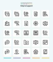 creativo ayuda y apoyo 25 contorno icono paquete tal como ayuda. comunicación. ayuda. teléfono. contacto vector