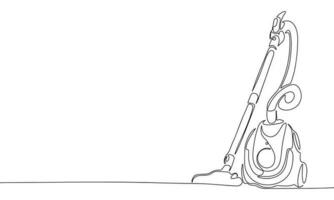 Vacuum cleaner one line continuous vector illustraiton. Concept clean banner. Line art, outline silhouette