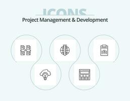 Project Management And Development Line Icon Pack 5 Icon Design. offer. initial. license to work. business. id vector