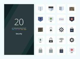 20 icono de color plano de seguridad para presentación vector