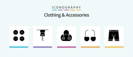 Clothing and Accessories Glyph 5 Icon Pack Including . read. underwear. clothing. Creative Icons Design vector