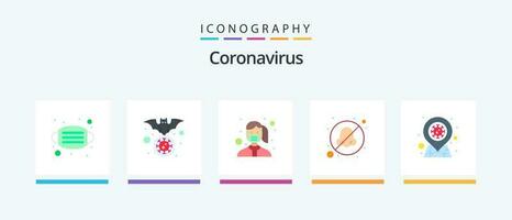 coronavirus plano 5 5 icono paquete incluso evitar. nariz. virus. respirar. seguridad. creativo íconos diseño vector