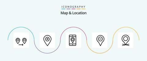 Map and Location Line 5 Icon Pack Including map. minus. cell. pin. map vector