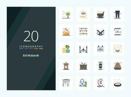 20 Eid Mubarak Flat Color icon for presentation vector