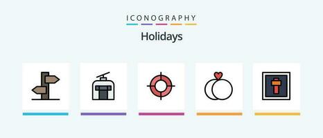 Holidays Line Filled 5 Icon Pack Including holiday. drum. christmas. christmas. suitcase. Creative Icons Design vector