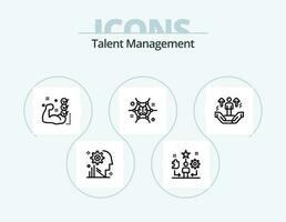 Talent Management Line Icon Pack 5 Icon Design. process. mind. routine. hat. video vector