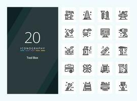 20 Tools Outline icon for presentation vector