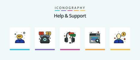 Help And Support Line Filled 5 Icon Pack Including support. help. help. call. call deflection. Creative Icons Design vector